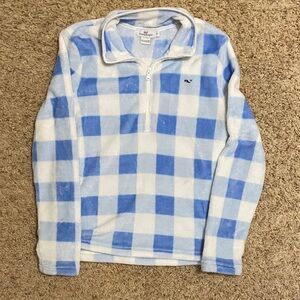 Vineyard Vines Light Blue & White Check Half-Zip Pullover
